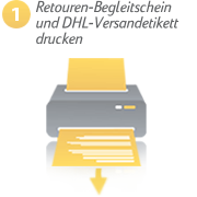 Retouren-Begleitschein und DHL-Versandetikett ausrucken