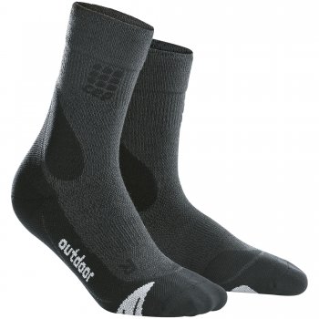 CEP  Outdoor Merino Mid Cut Compression Socks Herren | Grey Black