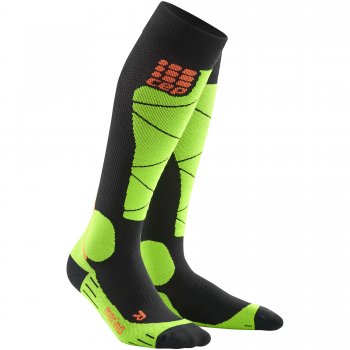 CEP Ski Merino Compression Socks Damen | Black Lime
