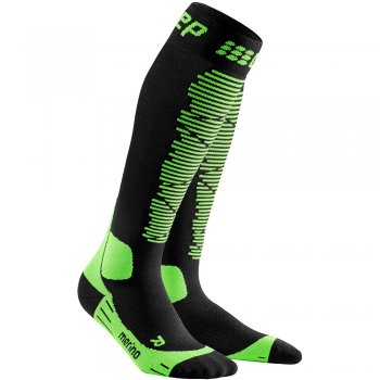 CEP Ski Merino Compression Socks Damen | Black Green