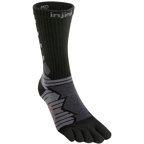 Injinji Ultra Run Crew Zehensocken | Mitteldick | Schwarz