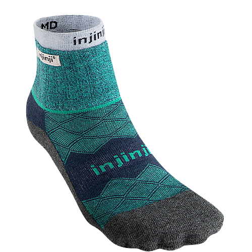 Injinji Liner+Runner Mini Crew Zehensocken | Doppellagig | Everglade Gr�n