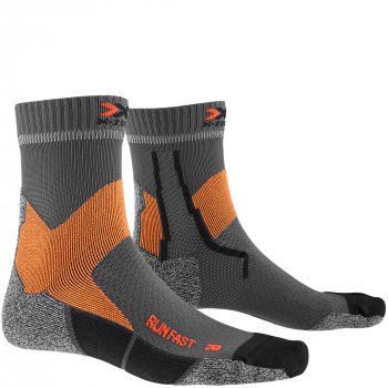 X-SOCKS Run Fast 4.0 Socken | Grau Orange