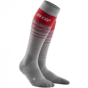 CEP Ski Thermo MERINO Compression Socks Damen | Grey Red
