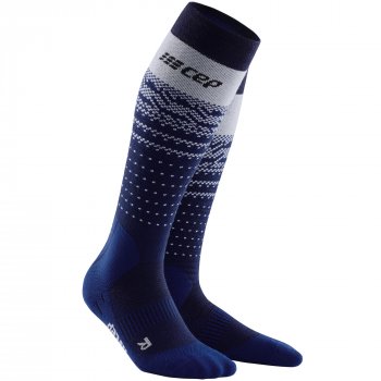 CEP Ski Thermo MERINO Compression Socks Herren | Blue Grey