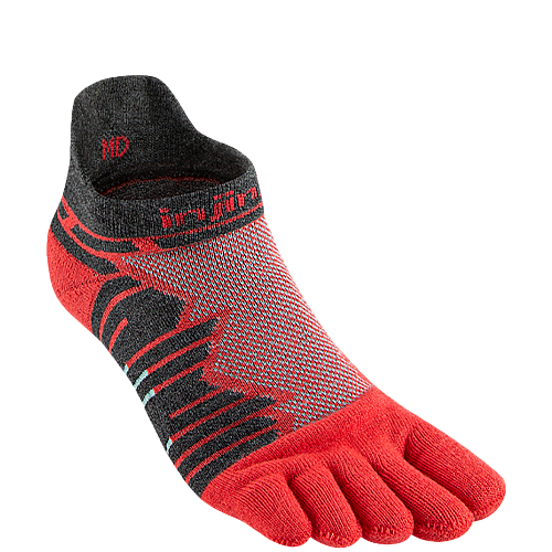 Injinji Ultra Run No Show Zehensocken | Mitteldick | Lava Rot
