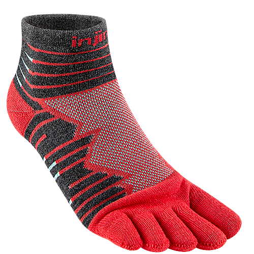 Injinji Ultra Run Mini-Crew Zehensocken | Mitteldick | Lava Rot