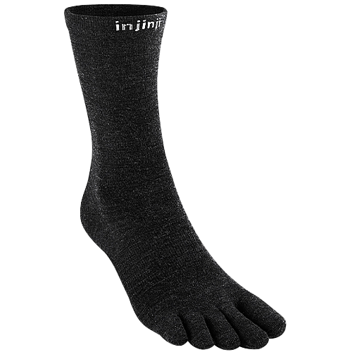 Injinji Liner Merino Crew Zehensocken | Ultrad�nn | Slate Schwarz