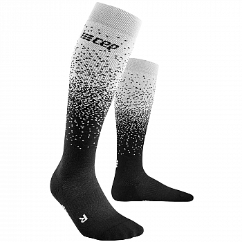 CEP Ski Merino Compression Socks Damen | Snowfall Black White