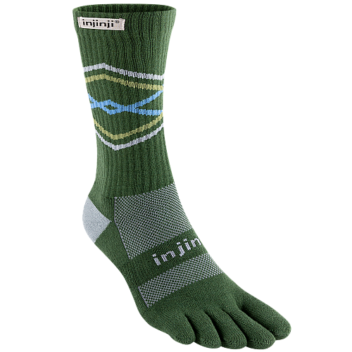 Injinji Trail Midweight Crew Zehensocken | Mitteldick | Forest Gr�n