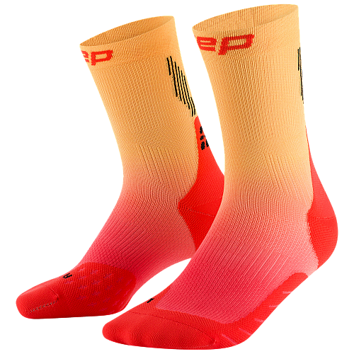 CEP Core Run 5.0 Mid Cut Compression Socks Herren | Red Marigold Fade