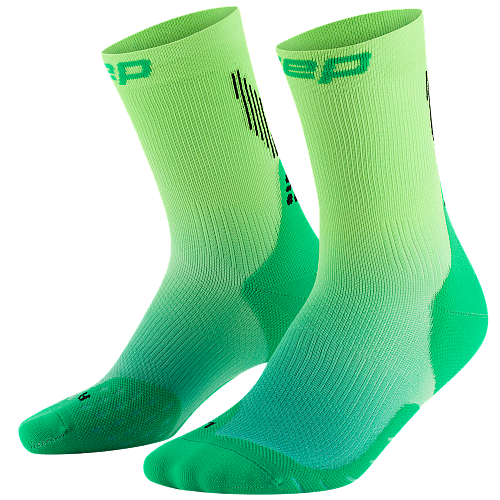 CEP Core Run 5.0 Mid Cut Compression Socks Herren | Green Lime Fade