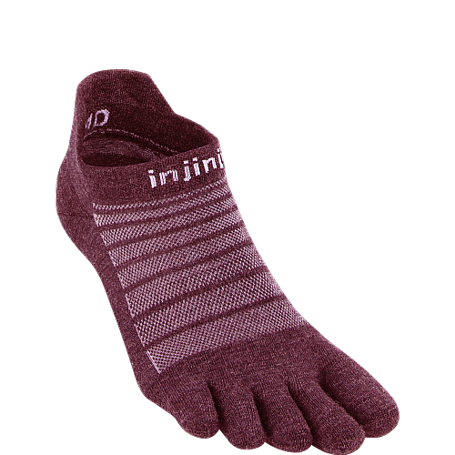 Injinji Run Lightweight No Show Merino Zehensocken | D�nn | Garnet Rot