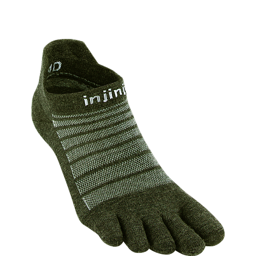 Injinji Run Lightweight No Show Merino Zehensocken | D�nn | Forest Gr�n