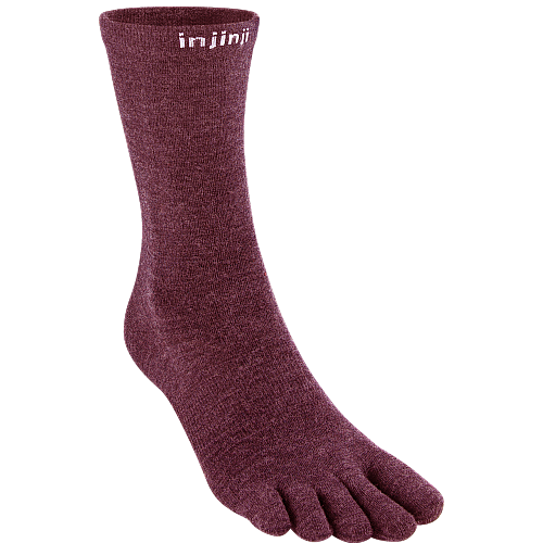 Injinji Liner Merino Crew Zehensocken | Ultrad�nn | Garnet Rot