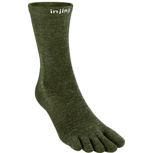 Injinji Liner Merino Crew Zehensocken | Ultrad�nn | Forest Gr�n