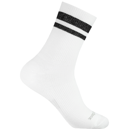 WRIGHTSOCK Stride Crew | Mitteldick | White Black Stripes