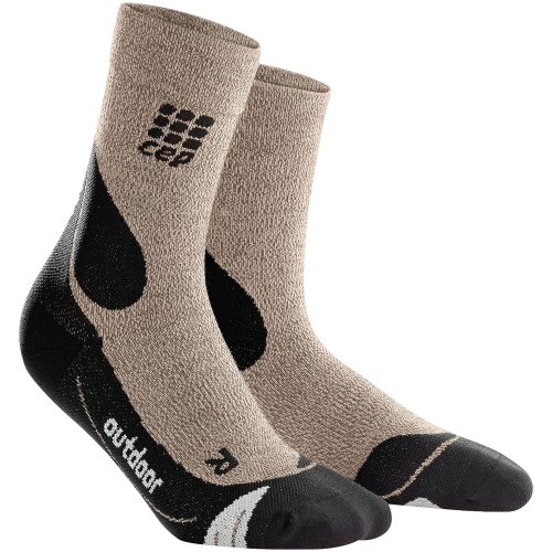 CEP Outdoor Merino Mid Cut Compression Socks Damen | Sand Dune Black