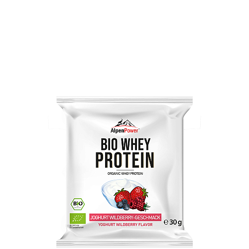 AlpenPower Bio Whey Protein 30 g Beutel | Joghurt-Wildbeere