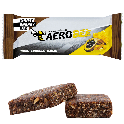 AEROBEE Honey Energy Bar | 50 g Riegel | Honig-Erdnuss-Kakao